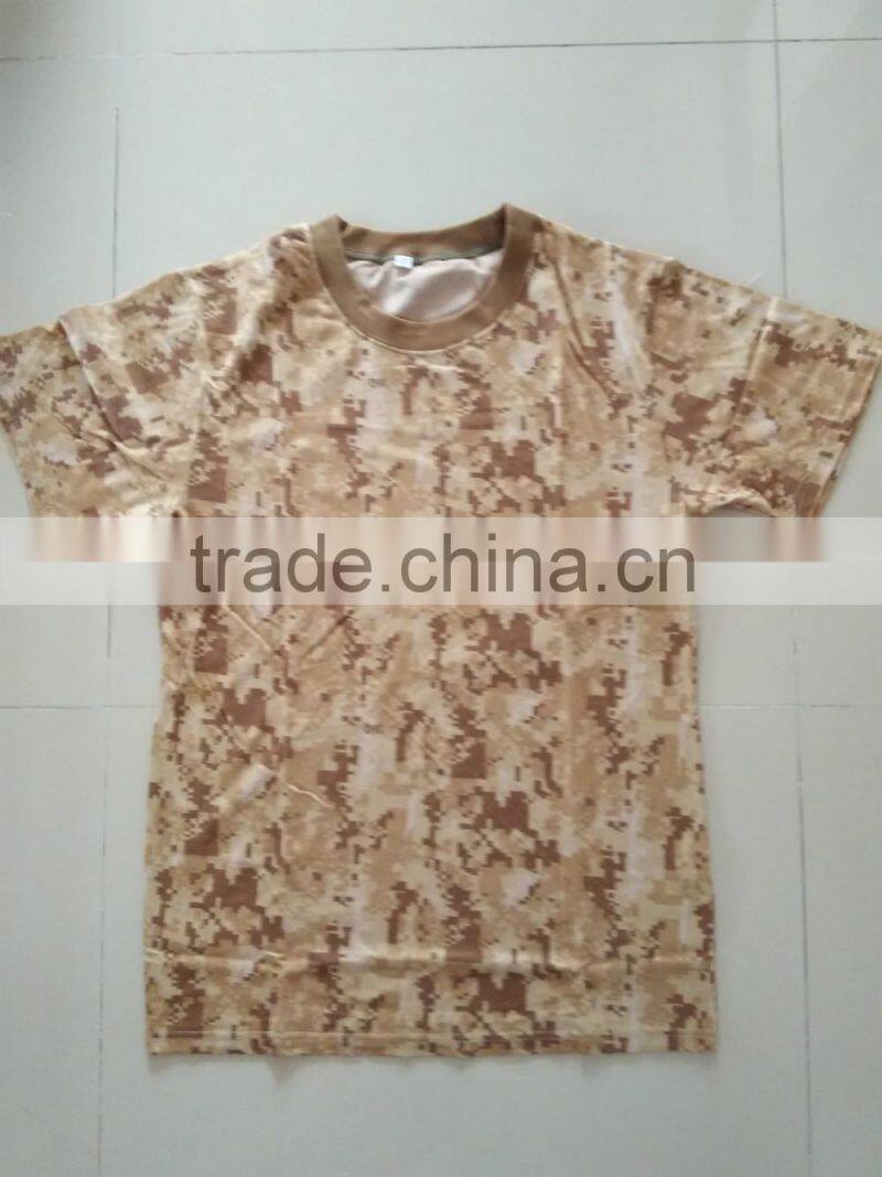 OEM65% polyester 35% cotton jersey brown digital full print camouflage round neck military T shirt