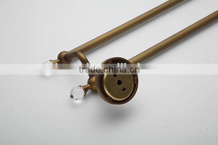 2016 new design bathroom brass ,ceramic double towel bar/ towel rod / towel rail accessories with crystal hook