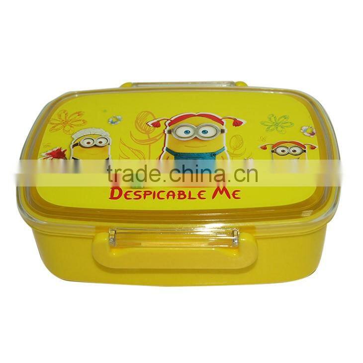 Factory audited foodgrade plastic lunch box with cartoon logo