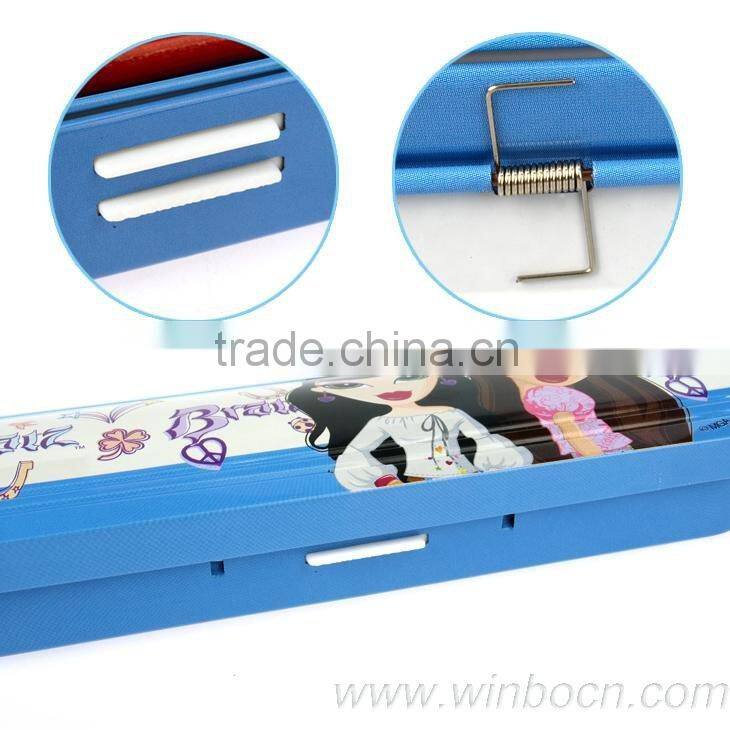 Two-layer tin cartoon kids students pencil case with shell covered