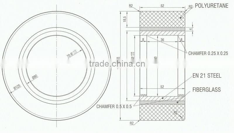 High abrasion resistant EN21 steel carousel urethane idler wheel