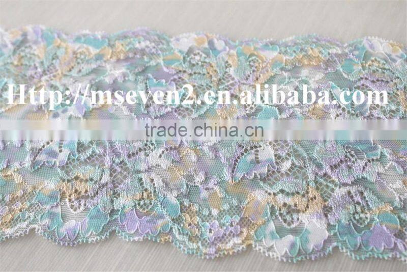 beautiful colorful african lace trimming elastic tulle fabric 100% nylon lace