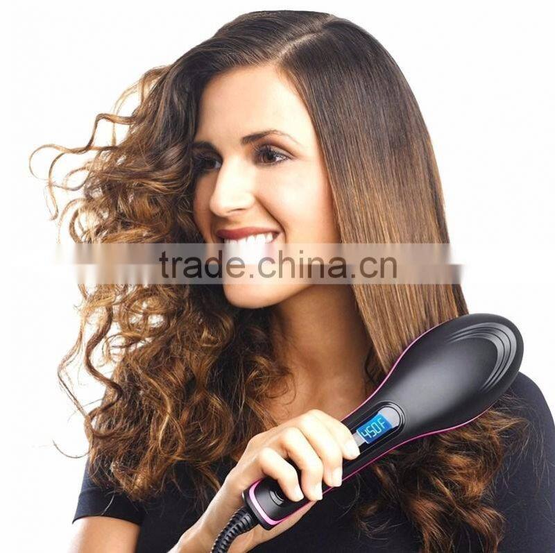 New LED display OEM hair straightener brush wonderful styling tool