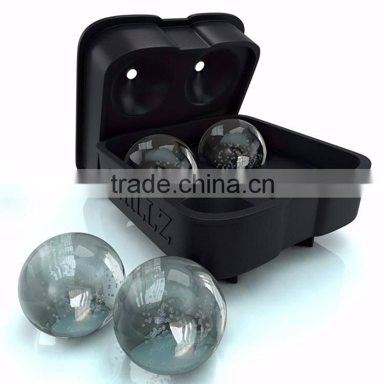 Hot Selling 4 Grids Ice Cooler Ball Maker Custom Silicone Ice Mold
