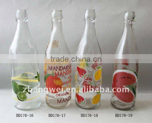 BD176-27-30: glass jar with acid-washing & decal