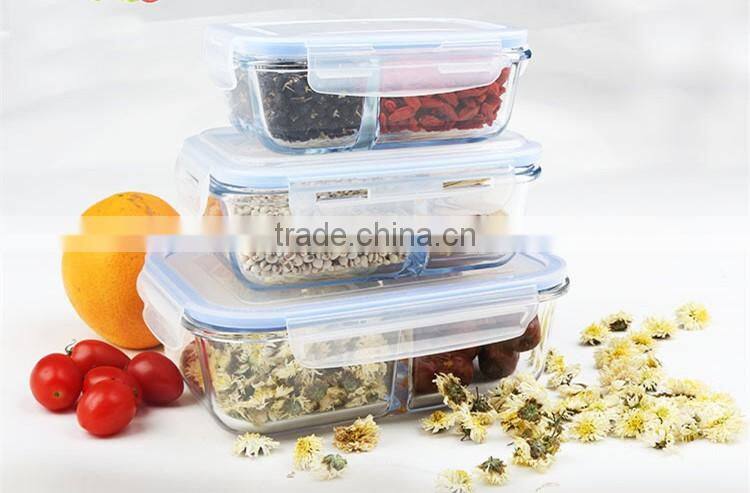 Glass Partition Airtight Lock Lid Glass Storage Box