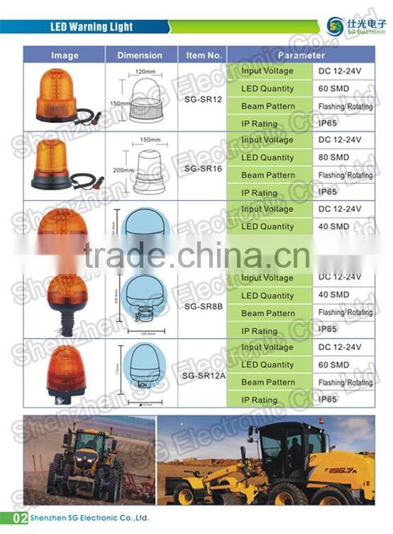 Super Bright Amber LED Flashing Light 12V Automotive LED Rotating Beacon Light