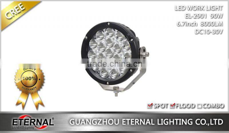 7in round 90W high power offroad 4x4 SUV ATV UTV led driving work light truck trailer tractor harvester agriculture working lamp