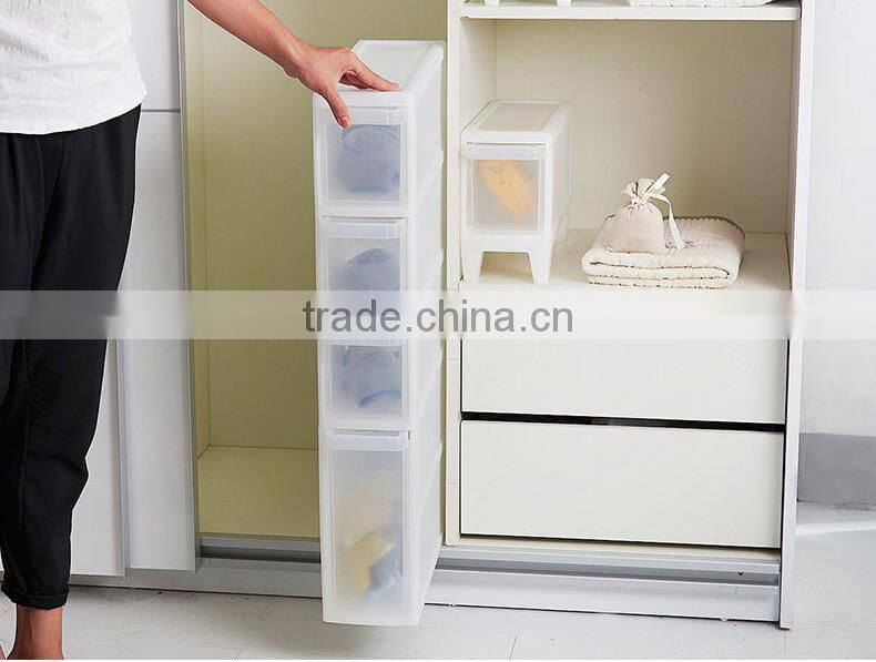 plastic knock-down transparent storage box with wheels -small size