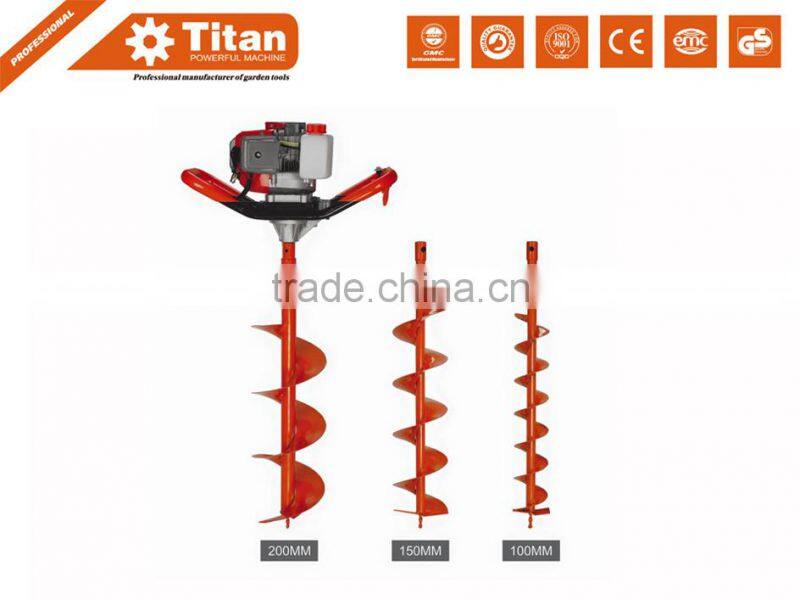 52cc petrol earth auger, manual earth auger, 3HP Ground Drill with 3 Bits + Extension with CE,GS,EUII certificate