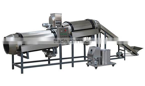 Best price global applicable puff snacks/ popcorn/pet food/potato chips twin rollers flavor equipment in china