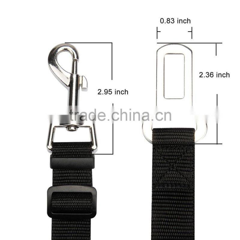 Pet Dog Cat Car Vehicle Seat Belt Safety Harness Nylon Fabric 16-27inch Adjustable Black