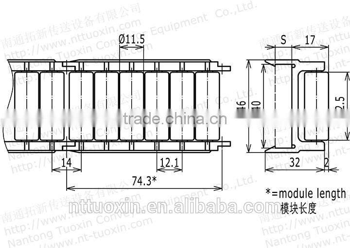 Conveyor Component, S11Sideflexing Roller Side Guide