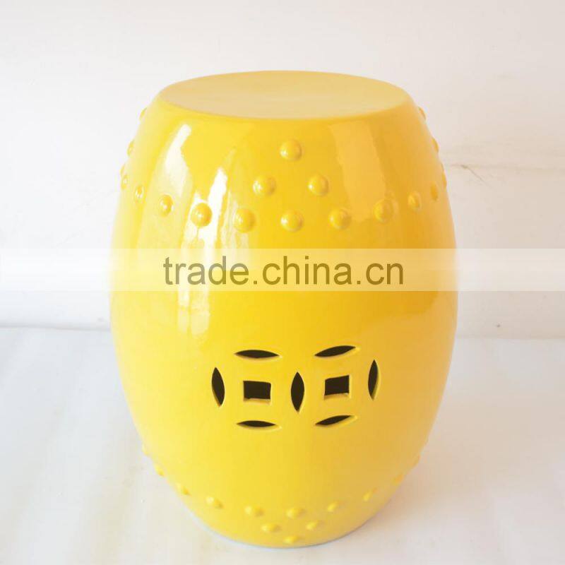 Chinese ceramic yellow drum stool with high quality