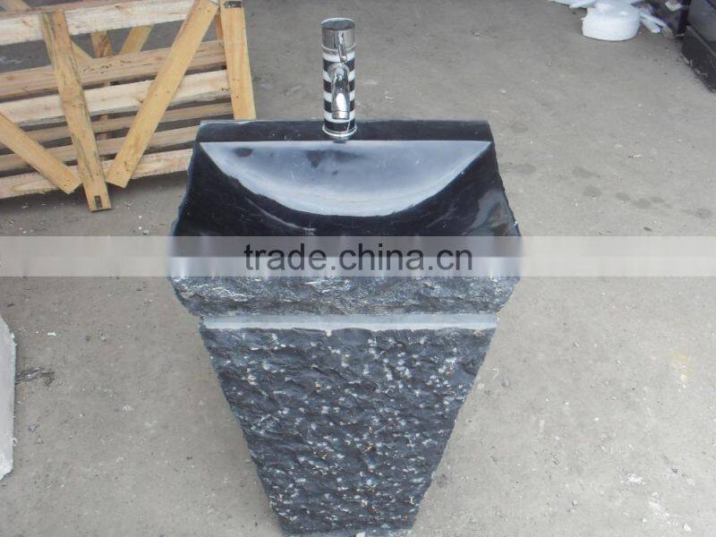 Nero marquina marble pedestal sink free standing sink