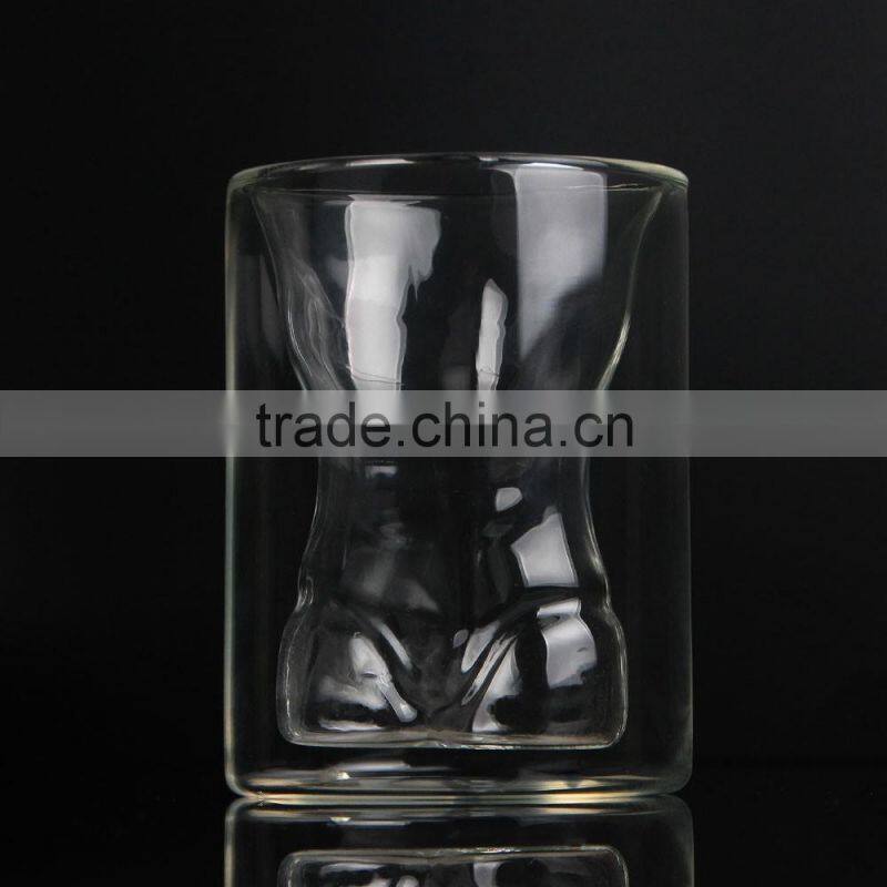 Customized Strong men double wall glass cup