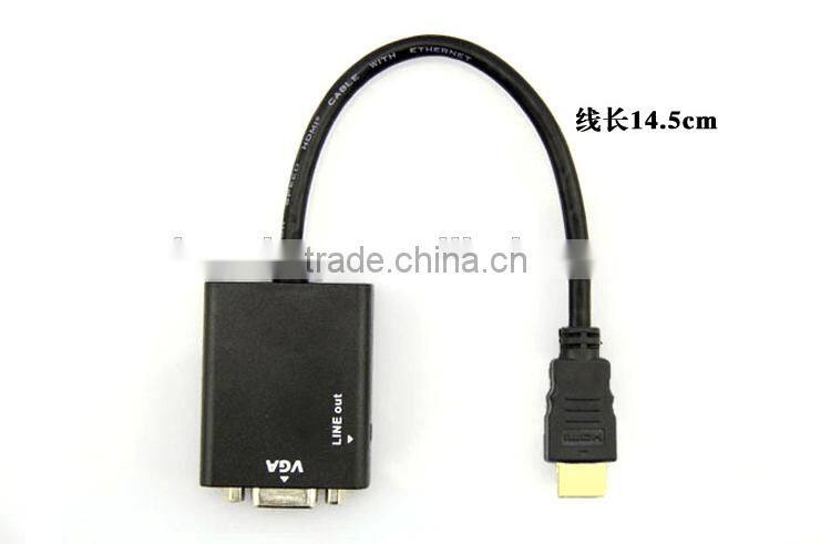 High Quality Hot Sale HD MI To VGA Converter With Audio Convex Head VGA Audio Converter Adapter Cable