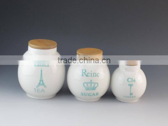 Ceramic Type France Style Eiffel Tower Design Canister/Jar With Wooden Lid