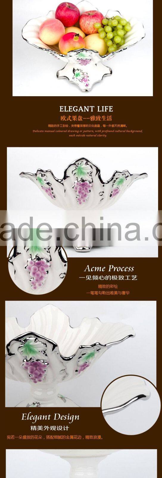 Wholesale ceramic candy tray golden,fruit tray ceramic material