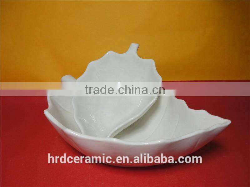 High quality wholesale leaf shape Ceramic Main Course Dishes