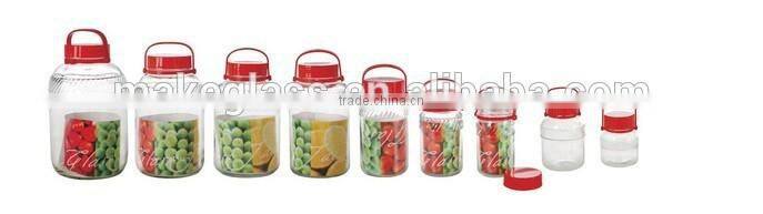 large glass jar with handle glass storage jar
