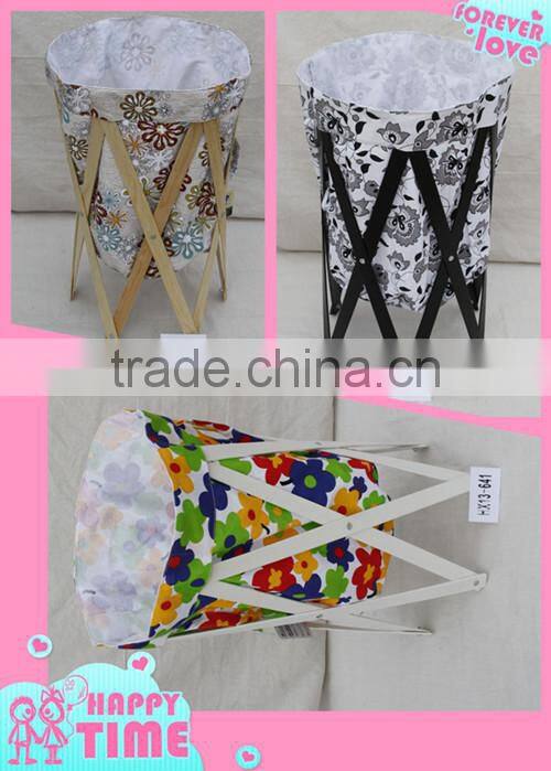 Wooden Baking Color Frame Foldable Laundry Basket/Hamper Furniture in Bangkok