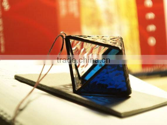 Handmade Hanging indigo Stained Glass Terrarium