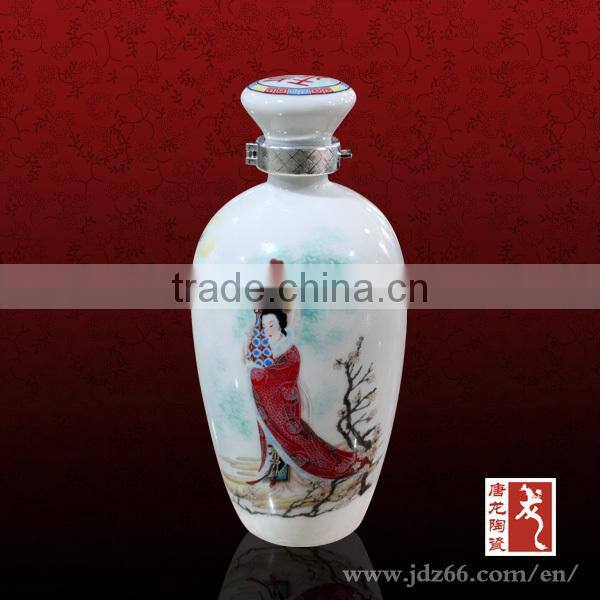Exquisite hand painted ceramic wine jar with high collection value