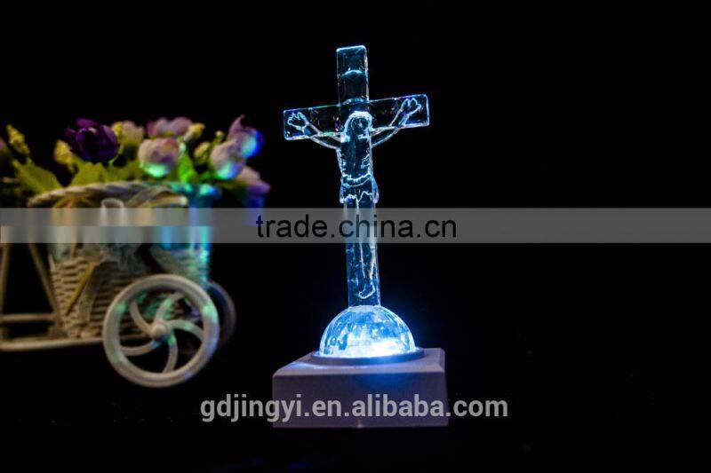 plastic clear Jesus on the cross religious figurine Easter decor
