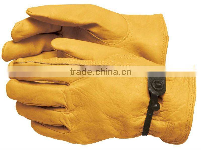 Yellow cow grain leather Winter gloves