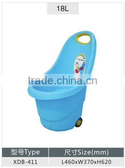 Plastic kid's storage dolly garden cart with wheels