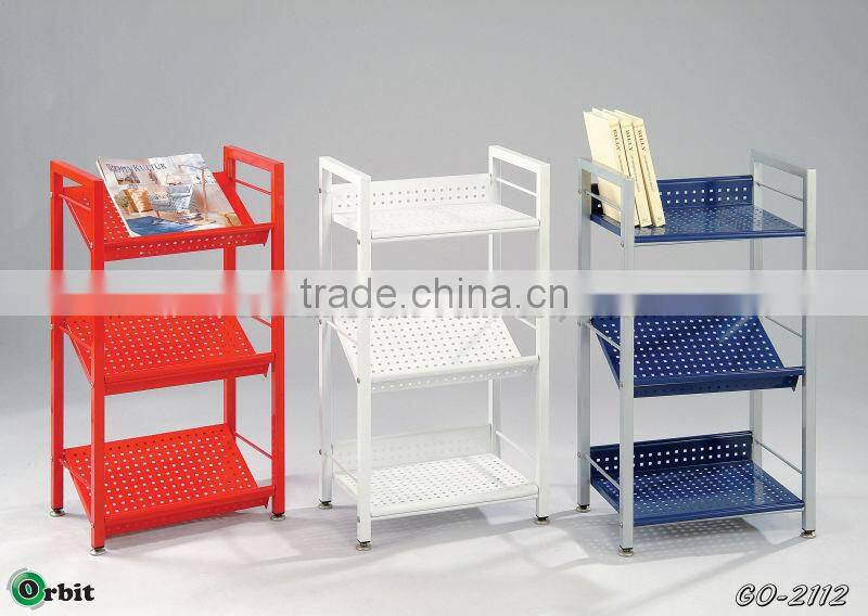 Durable adjustable book display stand, storage rack, metal magazine shelf