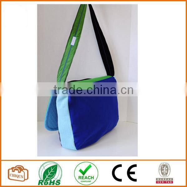 Green, Blue and Purple messenger or laptop bag made with vintage materials OOAK