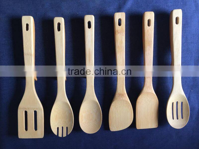 2017 new practicl bamboo 6-piece cooking utensil set with pothook