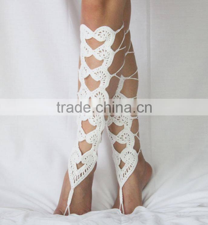 Crochet Cotton Barefoot Sandals Foot Anklet Bracelet Ankle Chain Beach,Barefoot Gladiators Sandals