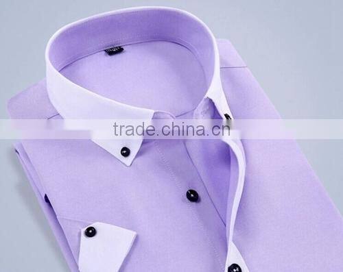 Man Oxford Shirt Short Sleeve Dress Shirt Solid Color Dress Shirt