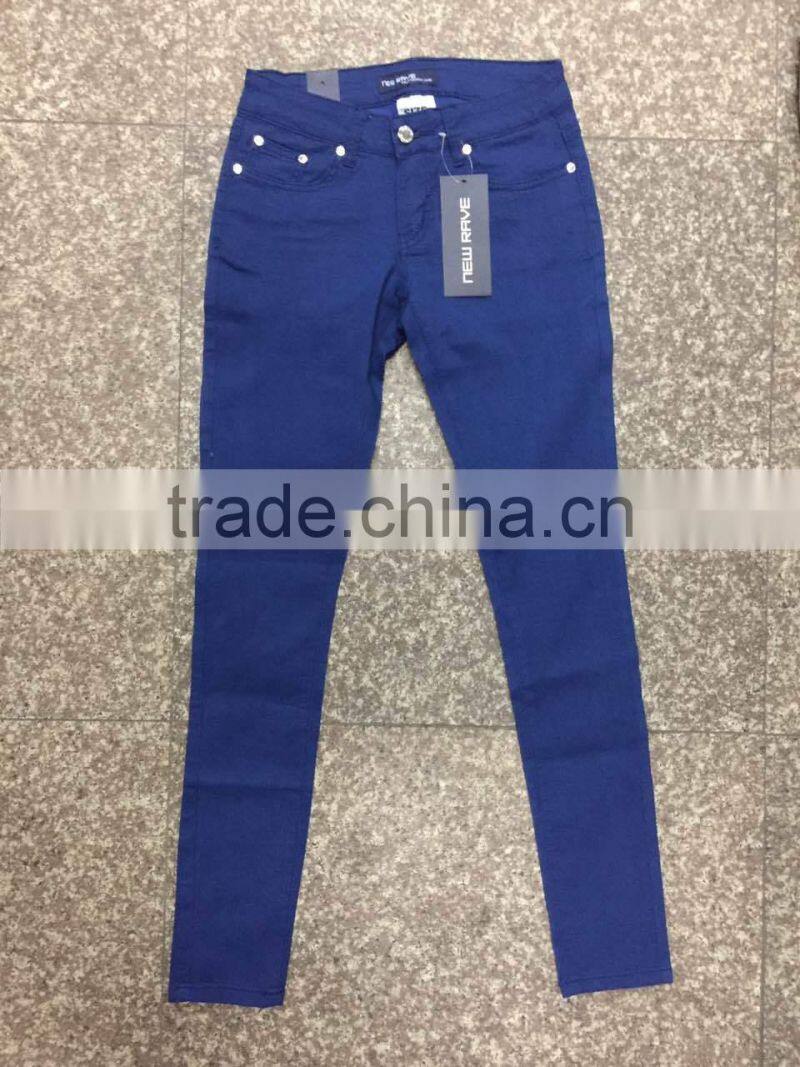 GZY Pure Blue Color New Pattern Jeans Pants For Women Stock 2017