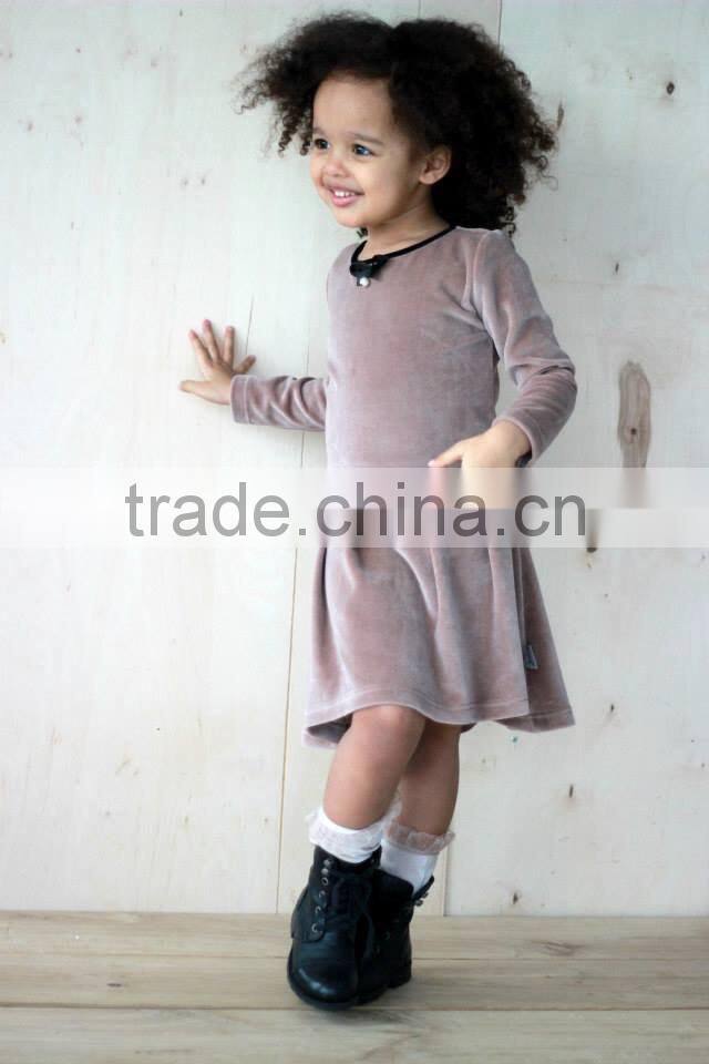 New Arrive Cute 3 Year Old Velvet Fabric Childern Wear Girl Dress