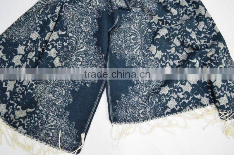 Vogue hot winter stylish jacquard acrylic paisley floral pashmina scarf for lady