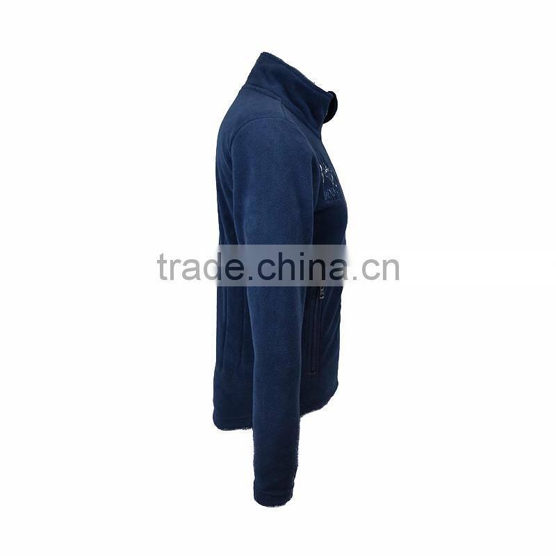 Women 100% polyester embroideied logo polar fleece jacket custom