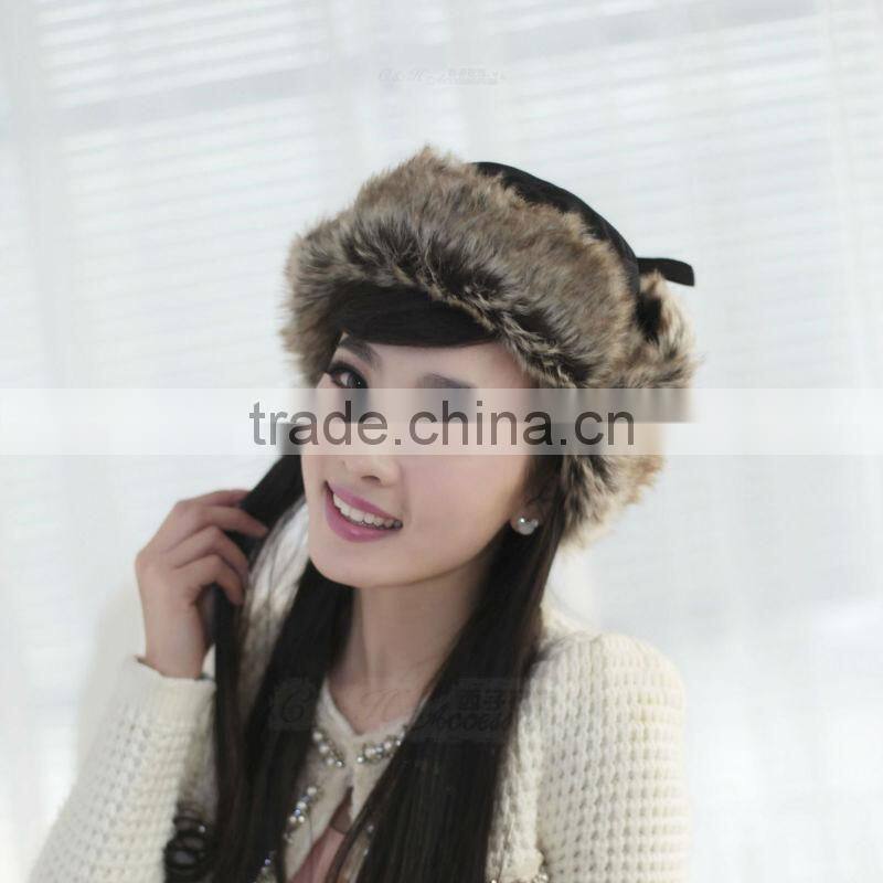 cheap factory high quality new soft & warm winter earflap girls fur hats