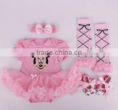 Baby children high quality cotton tutu romper Christmas ruffle romper 4 pieces set