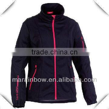 Women's Red Plain Zipped Turtleneck Custom Design Jacket
