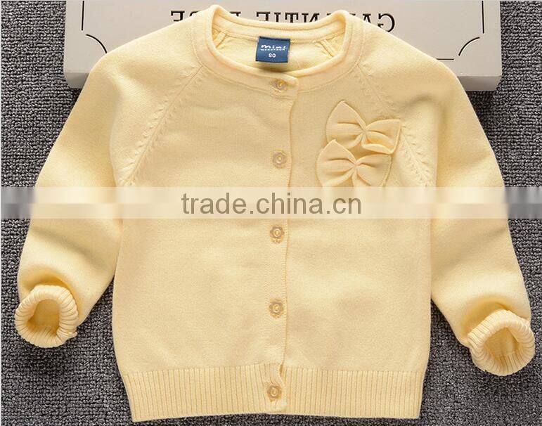 OEM 100% cotton knitted cute bows girls pink cardigan sweaters