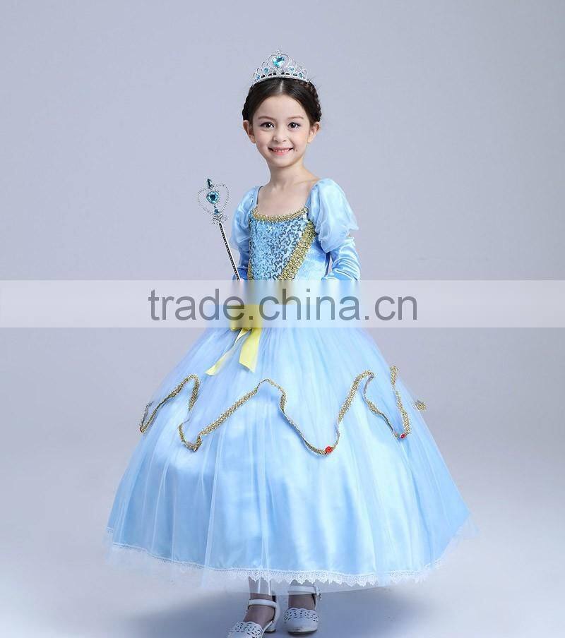 2016 wholesale princess kids flower girl dress for girl party wear western dress