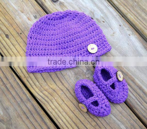 Hot Sale Autumn Winter Baby Toddler Crochet Wool Shoes Set Cute Style Infant Hand Knit Shoes