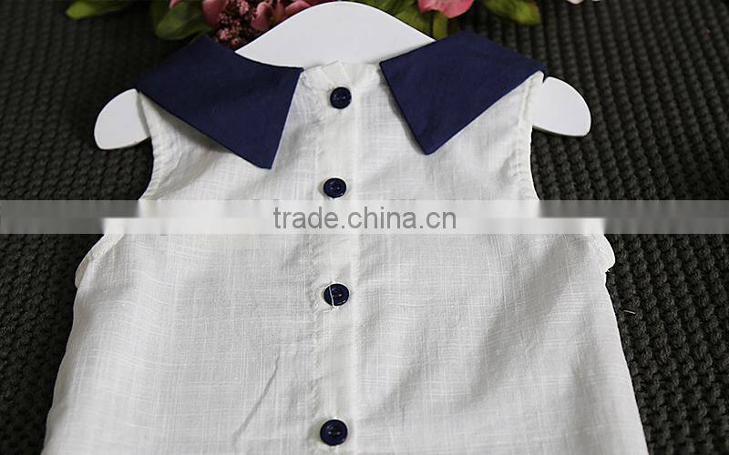Wholesale Children Cotton and Linen Set Cute Girl Sleeveless Doll Shirt Shorts Two Piece