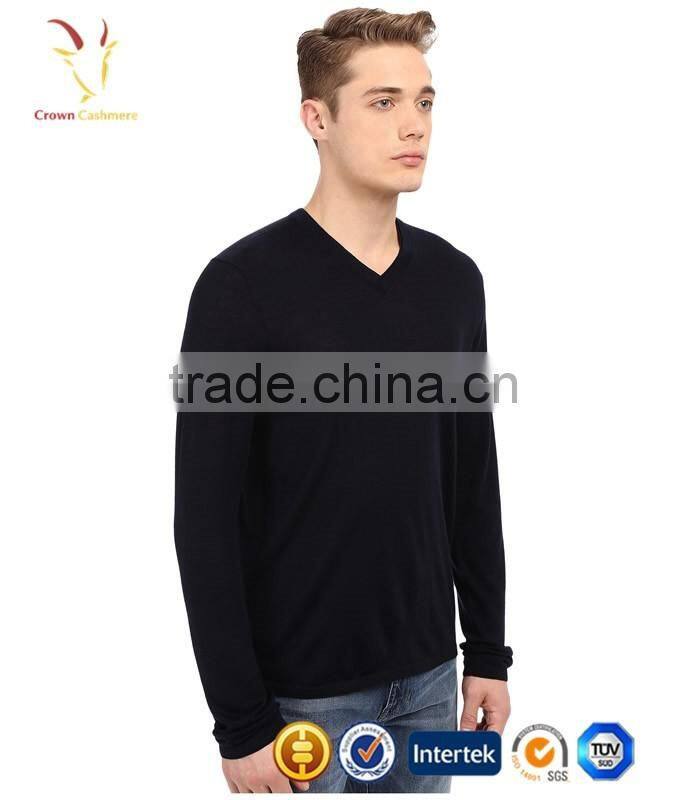Men Lightweight Wholesale Wool V Neck Plain Pullover Sweaters