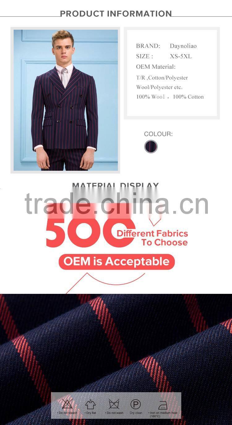 Daynoliao 2016 Double Breasted Vertical stripe T/R Material hot sale Offical Men's Suits