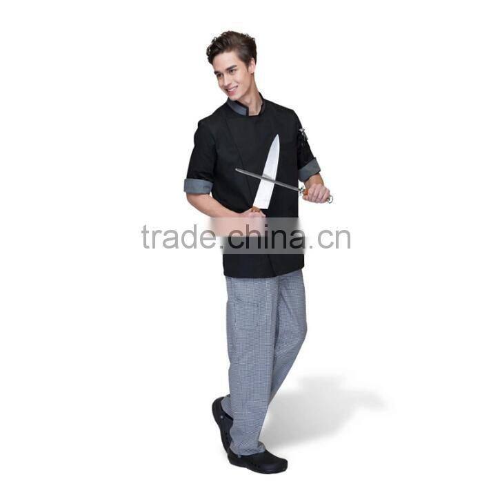 Juqian new fashion Man Chef's Short Sleeve Jacket Restaurant & Hotel Kitchen Chef Uniform colors